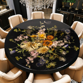 Round Epoxy Resin Dining Table with Real Dried Floral Inlay  Elegant Botanical Art Centerpiece